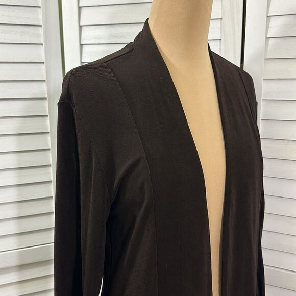 Chico’s Travelers Cardigan Size 1 (8) Pockets Stretch Brown - Picture 4 of 11